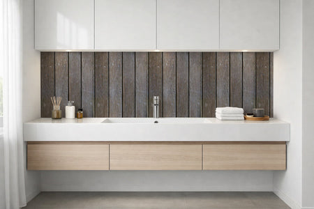Waschbeckenrückwand Holzoptik