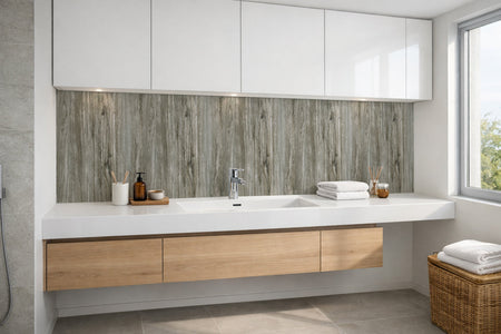 Waschbeckenrückwand Holzoptik
