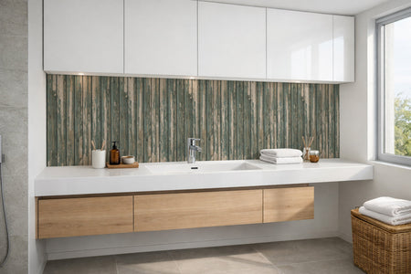 Waschbeckenrückwand Holzoptik