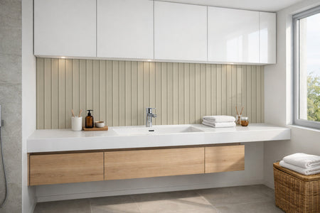 Waschbeckenrückwand Holzoptik