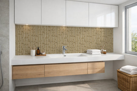 Waschbeckenrückwand Holzoptik