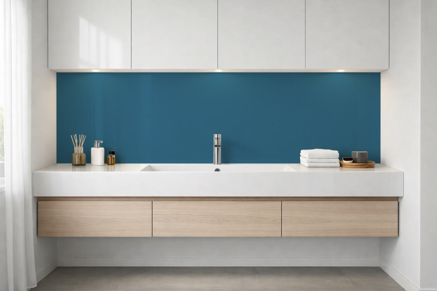 Waschbeckenrückwand Einfarbig RAL 5007 Brillantblau