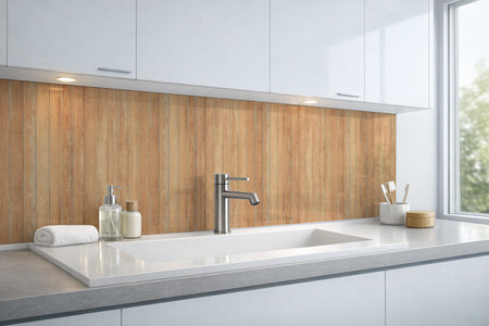 Waschbeckenrückwand Holzoptik