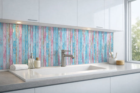 Waschbeckenrückwand Holzoptik